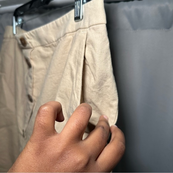 J. Crew Tan Button-Down Light Academia Flared Linen Blend Mini Skirt Size 12 - Picture 3 of 13